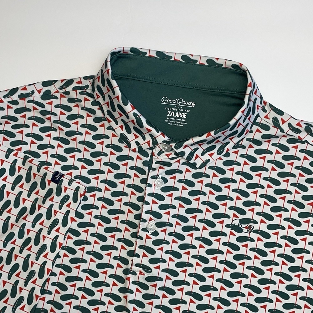 Good Good Golf Polo Shirt Mens XXL Fighting For Par All Over Print Putting Green